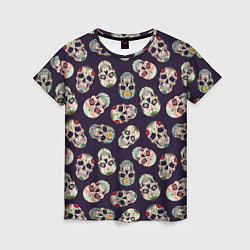 Женская футболка Узор с черепами Pattern with skulls