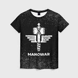 Футболка женская Manowar с потертостями на темном фоне, цвет: 3D-принт