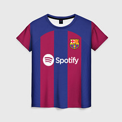 Футболка женская ФК Барселона форма 2324 домашняя, цвет: 3D-принт