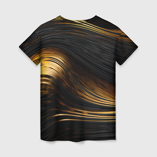 Женская футболка Black gold waves / 3D-принт – фото 2