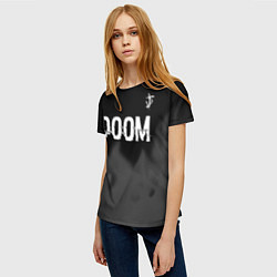 Футболка женская Doom glitch на темном фоне: символ сверху, цвет: 3D-принт — фото 2