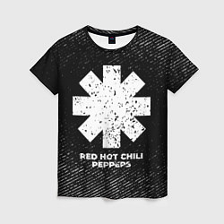 Футболка женская Red Hot Chili Peppers с потертостями на темном фон, цвет: 3D-принт