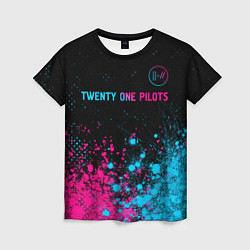Женская футболка Twenty One Pilots - neon gradient: символ сверху