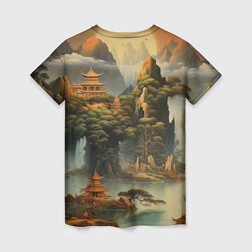 Женская футболка Пейзаж в китайском стиле / 3D-принт – фото 2