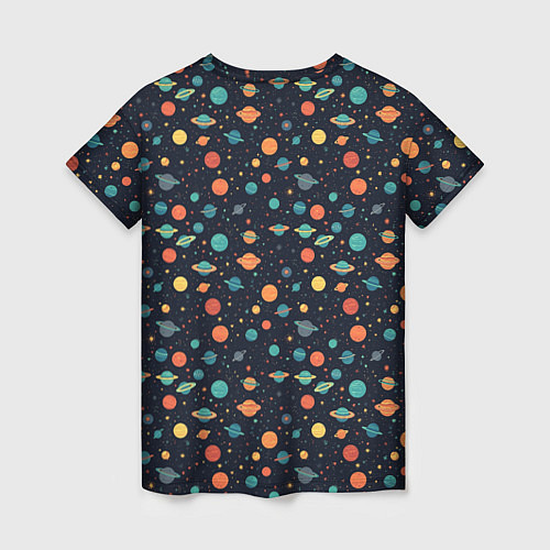 Женская футболка Темный космос с планетами паттерн / 3D-принт – фото 2