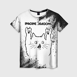 Футболка женская Imagine Dragons рок кот на светлом фоне, цвет: 3D-принт