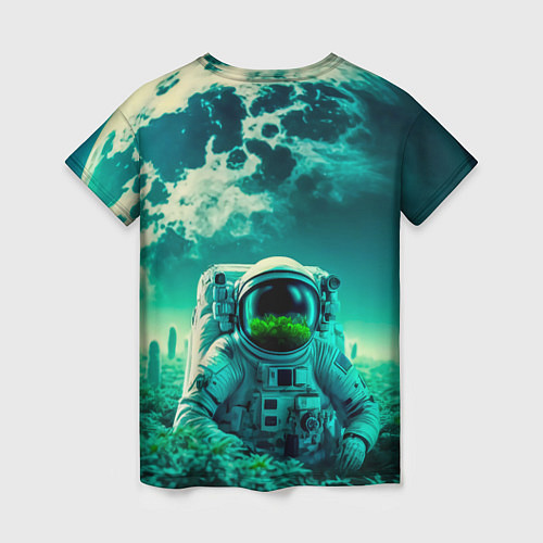 Женская футболка Астронавт на зеленой планете / 3D-принт – фото 2