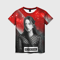 Женская футболка Jisoo black red background