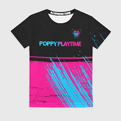 Футболка женская Poppy Playtime - neon gradient: символ сверху, цвет: 3D-принт