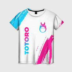 Футболка женская Totoro neon gradient style: надпись, символ, цвет: 3D-принт