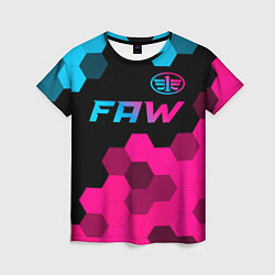 Футболка женская FAW - neon gradient: символ сверху, цвет: 3D-принт