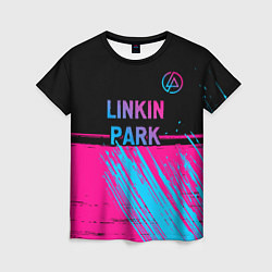 Женская футболка Linkin Park - neon gradient: символ сверху
