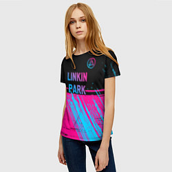 Футболка женская Linkin Park - neon gradient: символ сверху, цвет: 3D-принт — фото 2