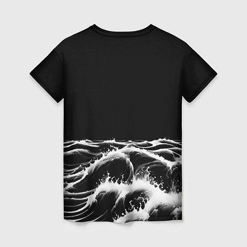 Женская футболка Черные бущующие волны / 3D-принт – фото 2