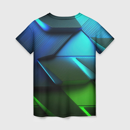 Женская футболка CS GO green blue abstract / 3D-принт – фото 2