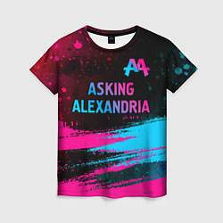 Женская футболка Asking Alexandria - neon gradient: символ сверху