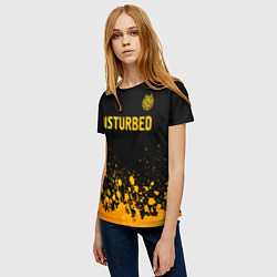 Футболка женская Disturbed - gold gradient: символ сверху, цвет: 3D-принт — фото 2