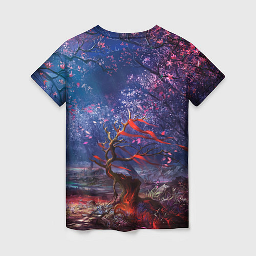 Женская футболка Магический лес при луне / 3D-принт – фото 2