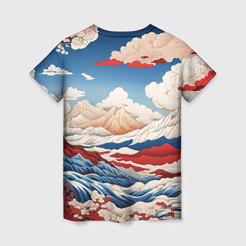 Женская футболка Японский ретро пейзаж / 3D-принт – фото 2