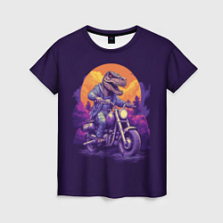 Футболка женская Динозавр на мотоцикле, цвет: 3D-принт