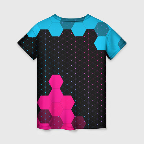 Женская футболка Suzuki - neon gradient: надпись, символ / 3D-принт – фото 2