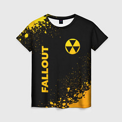 Футболка женская Fallout - gold gradient: надпись, символ, цвет: 3D-принт