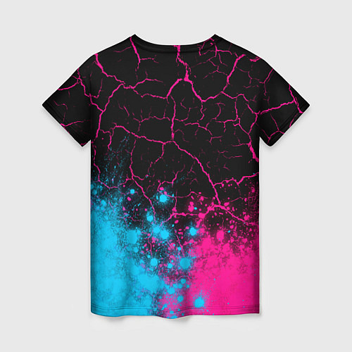 Женская футболка Papa Roach - neon gradient: символ сверху / 3D-принт – фото 2