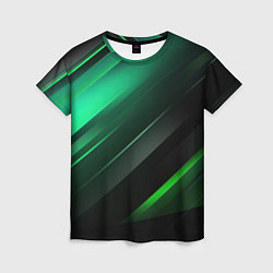 Женская футболка Black green abstract