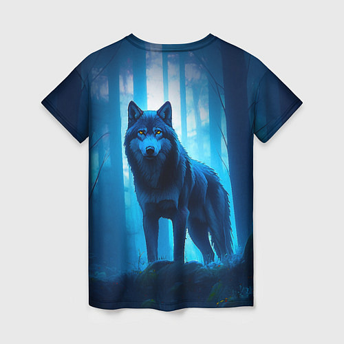 Женская футболка Волк в ночном лесу / 3D-принт – фото 2