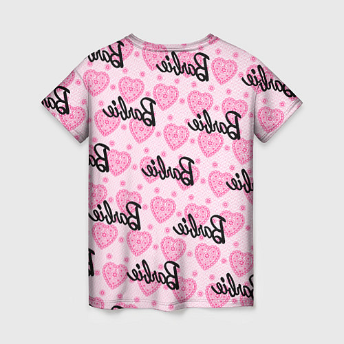 Женская футболка Логотип Барби и розовое кружево / 3D-принт – фото 2