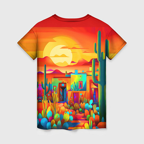 Женская футболка Мексиканский янтарный закат в пустыне / 3D-принт – фото 2