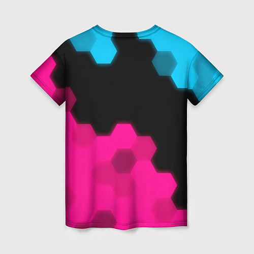 Женская футболка Rust - neon gradient: символ сверху / 3D-принт – фото 2