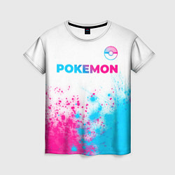 Футболка женская Pokemon neon gradient style: символ сверху, цвет: 3D-принт