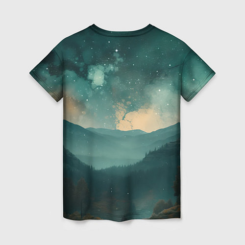 Женская футболка Космическая ночь в горах / 3D-принт – фото 2