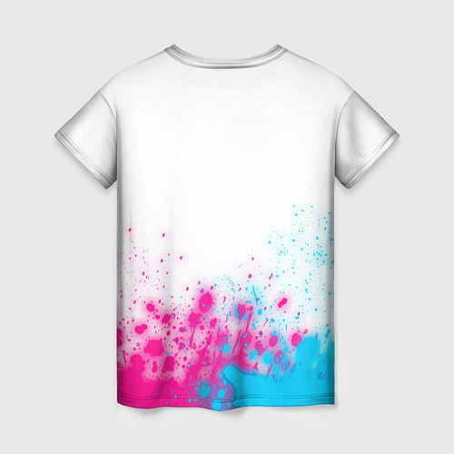 Женская футболка BYD neon gradient style: символ сверху / 3D-принт – фото 2