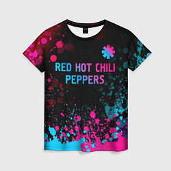Женская футболка Red Hot Chili Peppers - neon gradient: символ свер