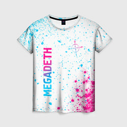 Футболка женская Megadeth neon gradient style: надпись, символ, цвет: 3D-принт