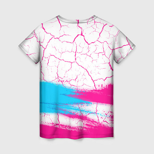 Женская футболка Papa Roach neon gradient style: символ сверху / 3D-принт – фото 2