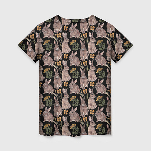 Женская футболка Зайцы и пижма / 3D-принт – фото 2