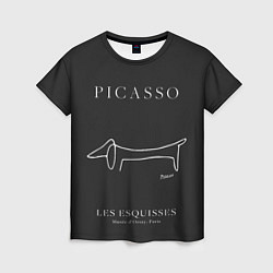 Женская футболка Собака на черном - Пабло Пикассо