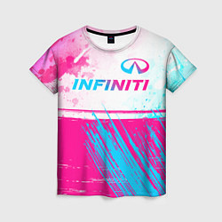 Футболка женская Infiniti neon gradient style: символ сверху, цвет: 3D-принт