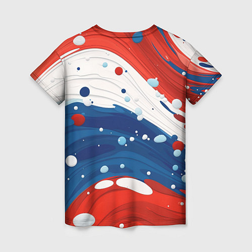 Женская футболка Брызги красок в цветах флага РФ / 3D-принт – фото 2