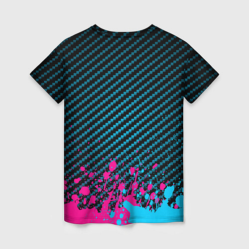Женская футболка Yamaha - neon gradient: символ сверху / 3D-принт – фото 2