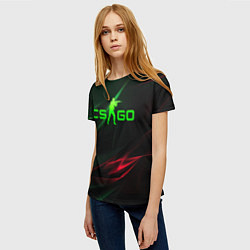 Футболка женская CSGO green logo, цвет: 3D-принт — фото 2