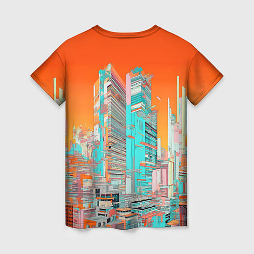 Женская футболка Токио оранжевый пейзаж / 3D-принт – фото 2