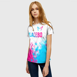 Футболка женская Placebo neon gradient style: символ сверху, цвет: 3D-принт — фото 2