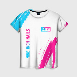 Женская футболка Nine Inch Nails neon gradient style: надпись, симв