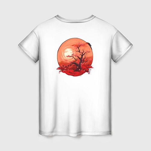 Женская футболка Сакура в Огне Заката / 3D-принт – фото 2