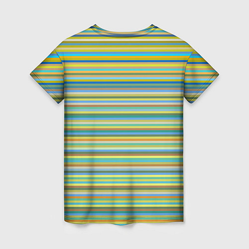 Женская футболка Горизонтальные разноцветные полосы / 3D-принт – фото 2