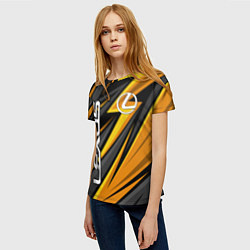 Футболка женская Лексус - желтая спортивная абстракция, цвет: 3D-принт — фото 2
